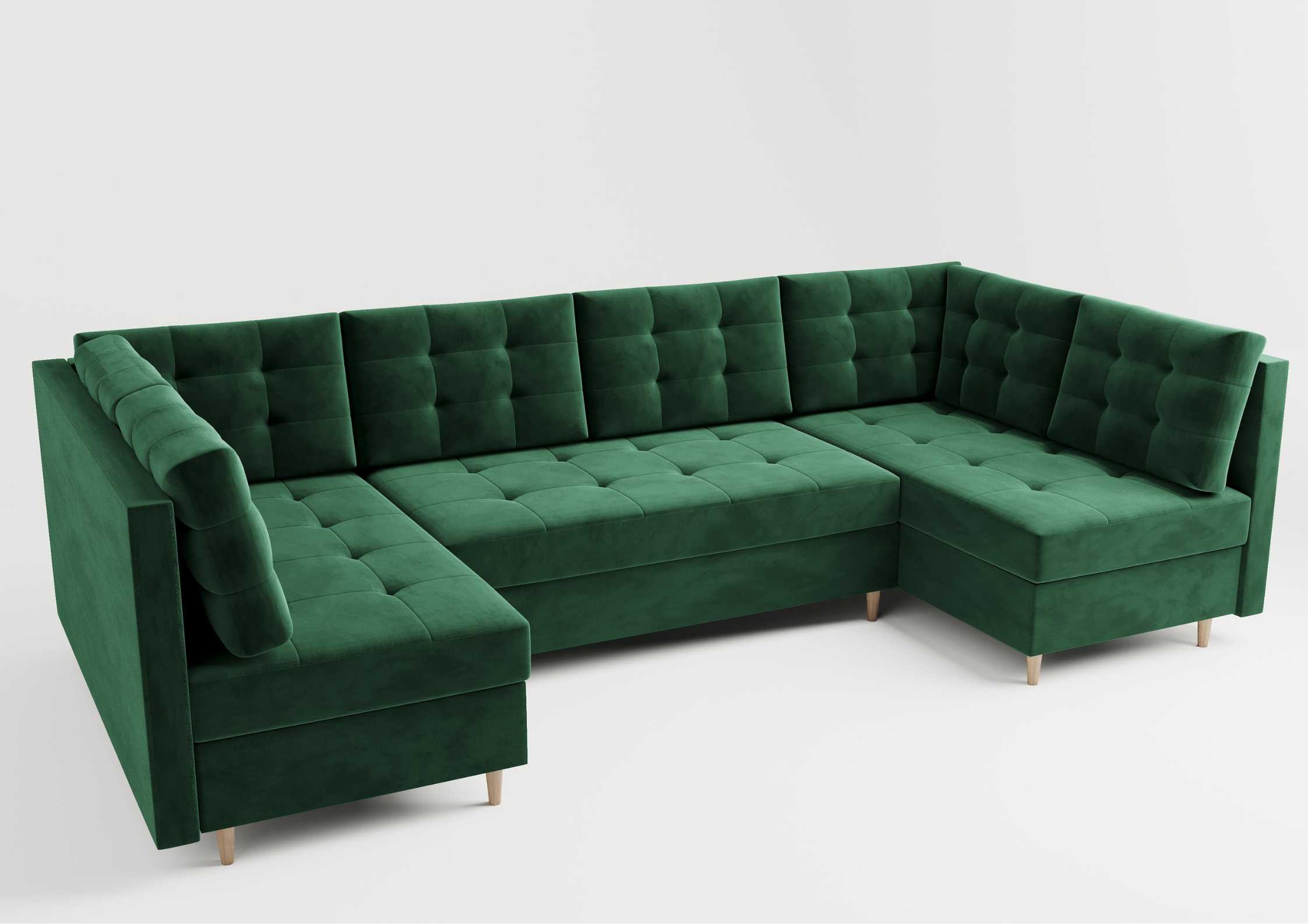 Narożnik w kształcie u pikowany zielony